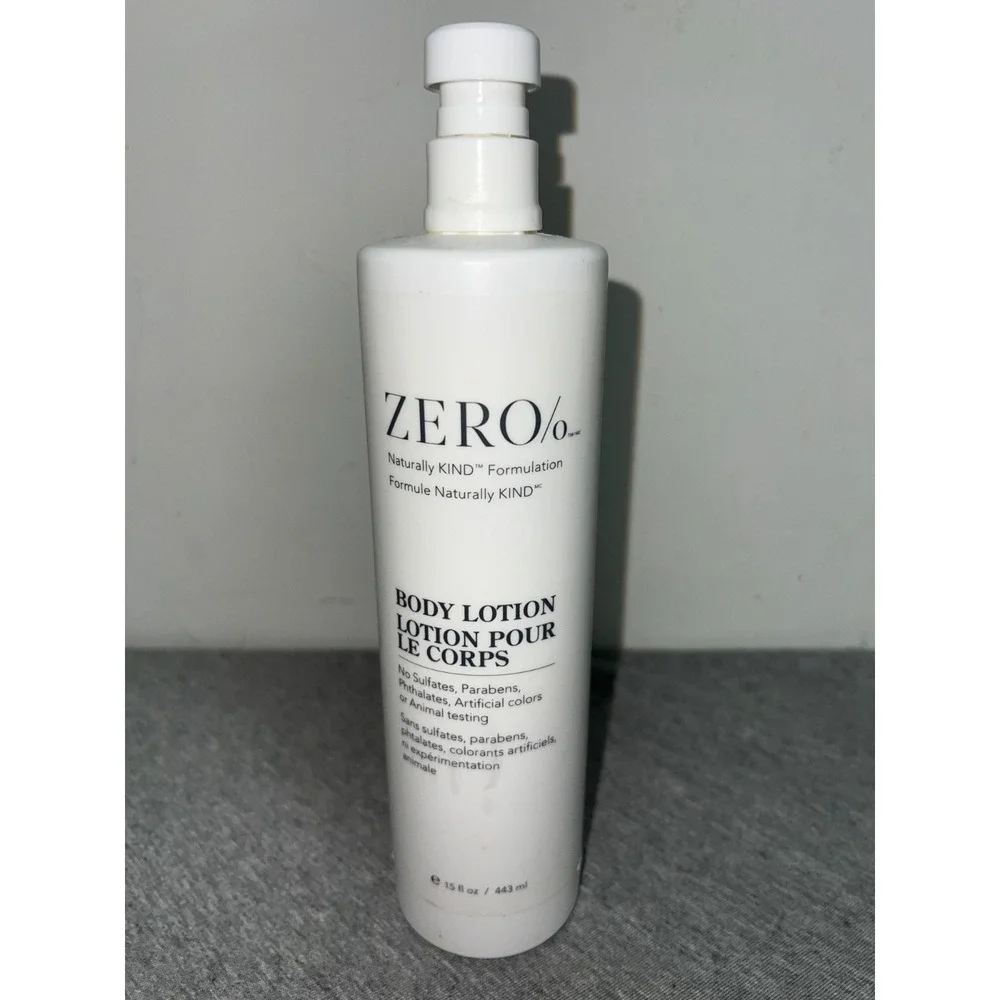 Zero% Set Of Body Lotion Hand Soap & Shower Gel 15 Fl Oz Each Naturally Kind